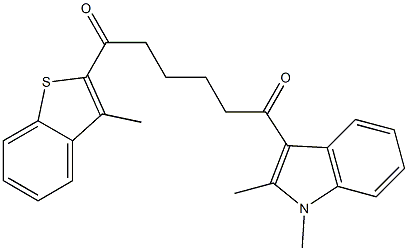 1-(1,2-DIMETHYL-1H-INDOL-3-YL)-6-(3-METHYL-BENZO[B]THIOPHEN-2-YL)-HEXANE-1,6-DIONE Struktur