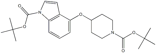 1-Boc-[4-(1-Boc-Piperidin-4-yloxy)]indole Struktur