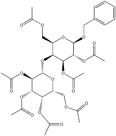 BENZYL 4-O-(2,3,4,6-TETRA-O-ACETYL-BETA-D-GALACTOPYRANOSYL)-2,3,6-TRI-O-ACETYL-BETA-D-GALACTOPYRANOSIDE Struktur