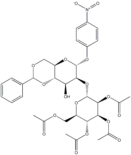 4-NITROPHENYL 2-O-(2,3,4,6-TETRA-O-ACETYL-ALPHA-D-MANNOPYRANOSYL)-4,6-O-BENZYLIDENE-ALPHA-D-MANNOPYRANOSIDE Struktur