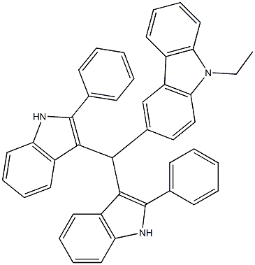 3-(bis(2-phenyl-1H-indol-3-yl)methyl)-9-ethyl-9H-carbazole Struktur