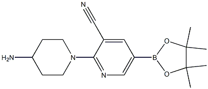 2-(4-aminopiperidin-1-yl)-5-(4,4,5,5-tetramethyl-1,3,2-dioxaborolan-2-yl)pyridine-3-carbonitrile Struktur