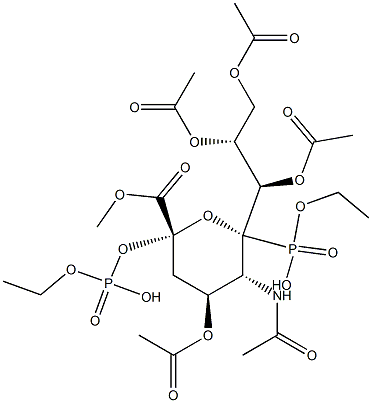 Diethoxy phosphonyl 4,7,8,9-tetra-O-acetyl-N-acetyl-D-neuraminic acid methyl ester Struktur