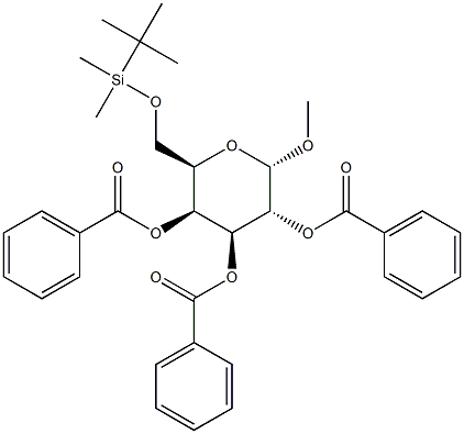 Methyl 2,3,4-tri-O-benzoyl-6-O-tert-butyldimethylsilyl-a-D-galactopyranoside Struktur