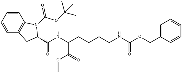 [2(S)]-2,3-Dihydro-2-[[[1-(methoxycarbonyl)-5-[[(phenylmethoxy)carbonyl]amino]pentyl]amino]carbonyl]-1H-indole-1-carboxylic Acid 1,1-Dimethylethyl Ester Struktur