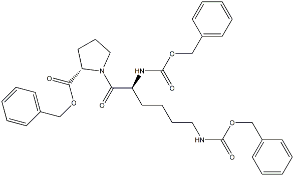 1-[N2,N6-Bis[(phenylmethoxy)carbonyl]-L-lysyl]-L-proline Phenylmethyl Ester Struktur