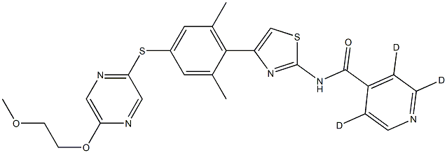 N-[4-[4-[[5-(2-Methoxyethoxy)-2-pyrazinyl]thio]-2,6-dimethylphenyl]-2-thiazolyl]-4-pyridinecarboxamide-d3 Struktur