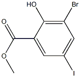 3-Bromo-2-hydroxy-5-iodo-benzoic acid methyl ester Struktur