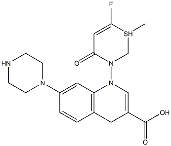 6-fluoro-1-methyl-4-oxo-7-(1-piperazinyl)-4H-(1,3)thiazine (3,2A) quinolin-3-carboxylic acid Struktur