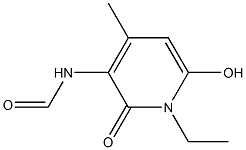 3-formylamino-4-methyl-6-hydroxy-N-ethylpyridone Struktur