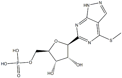 1(beta)-ribofuranosyl-4-(methylmercapto)pyrazolo(3,4-d)pyrimidine 5'-monophosphate Struktur