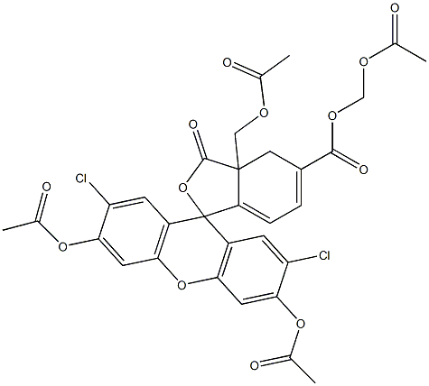 5-carboxy-2',7'-dichlorodihydrofluorescein diacetate bis(acetoxymethyl) ester Struktur