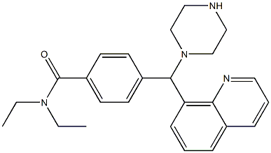 N,N-diethyl-4-(1-piperazinyl(8-quinolinyl)methyl)benzamide Struktur