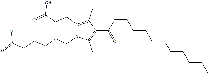 6-(2-(2-carboxyethyl)-4-dodecanoyl-3,5-dimethylpyrrol-1-yl)hexanoic acid Struktur