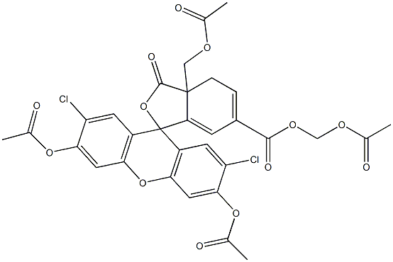 6-carboxy-2',7'-dichlorodihydrofluorescein diacetate bis(acetoxymethyl) ester Struktur