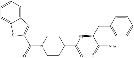 1-(2-benzothienylcarbonyl)piperidin-4-ylcarbonyl-phenylalaninamide Struktur