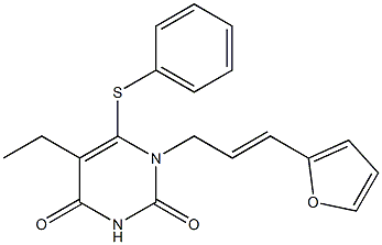 5-ethyl-1-(3-(2-furyl)prop-2-en-1-yl)-6-(phenylthio)uracil Struktur