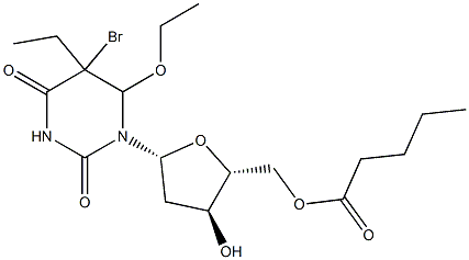 5-bromo-5-ethyl-6-ethoxy-5,6-dihydro-5'-O-valeryl-2'-deoxyuridine Struktur