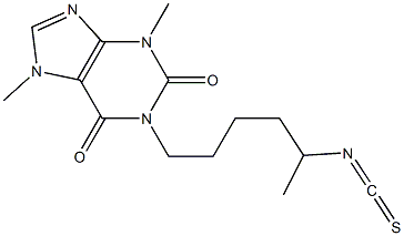 1-(5-isothiocyanatohexyl)-3,7-dimethylxanthine Struktur