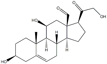 3 beta,11 beta, 21-trihydroxy-20-oxo-5-pregnen-18-al Struktur