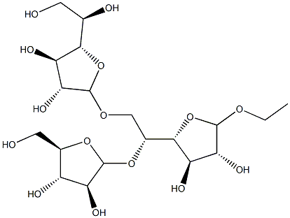 ethyl-5-O-(arabinofuranosyl)-6-O-(galactofuranosyl)-galactofuranoside Struktur