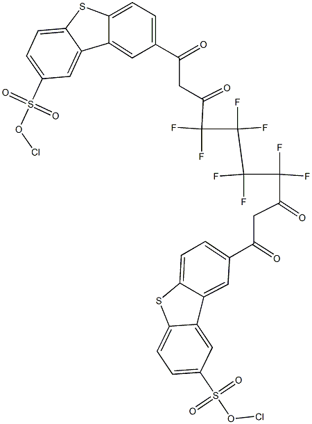 1,10-bis(8'-(chlorosulfo)dibenzothiophene-2'-yl)-4,4,5,5,6,6,7,7-octafluorodecane-1,3,8,10-tetraone Struktur