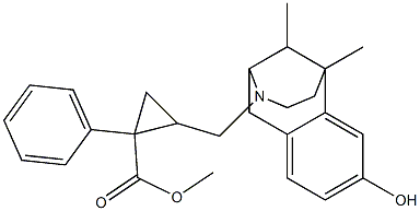 6,11-dimethyl-1,2,3,4,5,6-hexahydro-3-((2'-(methoxycarbonyl)-2'-phenylcyclopropyl)methyl)-2,6-methano-3-benzazocin-8-ol Struktur