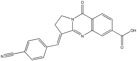 3-(4-CYANOBENZYLIDENE)-9-OXO-1,2,3,9-TETRAHYDROPYRROLO[2,1-B]QUINAZOLINE-6-CARBOXYLIC ACID Struktur