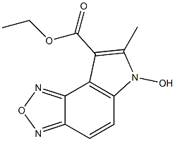 ETHYL 6-HYDROXY-7-METHYL-6H-1,2,5-OXADIAZOLO(3,4-E)INDOLE-8-CARBOXYLATE, TECH. Struktur