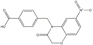 4-((2,3-dihydro-6-nitro-3-oxobenzo[b][1,4]oxazin-4-yl)methyl)benzoic acid Struktur