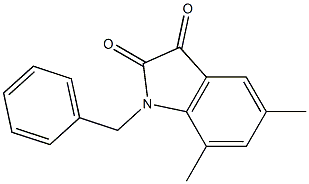 1-benzyl-5,7-dimethylindoline-2,3-dione Struktur