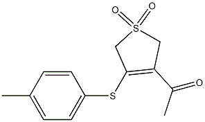 3-Acetyl-4-((4-methylphenyl)bulfanyl)-2,5-dihydro-1H-1lambda6-thiophene-1,1-dione Struktur