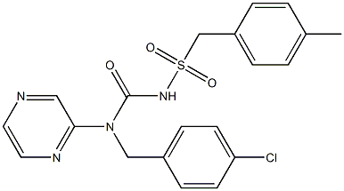 2-[(4-chlorobenzyl)({[(4-methylbenzyl)sulfonyl]amino}carbonyl)amino]pyrazine Struktur