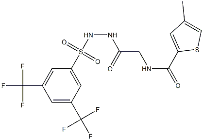 N2-[2-(2-{[3,5-di(trifluoromethyl)phenyl]sulfonyl}hydrazino)-2-oxoethyl]-4-methylthiophene-2-carboxamide Struktur