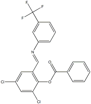 2,4-dichloro-6-({[3-(trifluoromethyl)phenyl]imino}methyl)phenyl benzoate Struktur