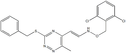 N-{2-[3-(benzylsulfanyl)-6-methyl-1,2,4-triazin-5-yl]vinyl}-O-(2,6-dichlorobenzyl)hydroxylamine Struktur