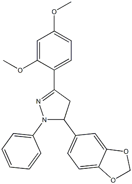 5-(1,3-benzodioxol-5-yl)-3-(2,4-dimethoxyphenyl)-1-phenyl-4,5-dihydro-1H-pyrazole Struktur