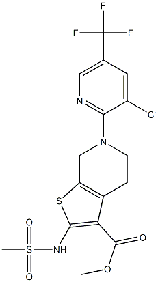 methyl 6-[3-chloro-5-(trifluoromethyl)-2-pyridinyl]-2-[(methylsulfonyl)amino]-4,5,6,7-tetrahydrothieno[2,3-c]pyridine-3-carboxylate Struktur