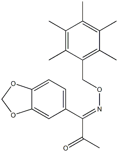 1-(1,3-benzodioxol-5-yl)-1-{[(2,3,4,5,6-pentamethylbenzyl)oxy]imino}acetone Struktur