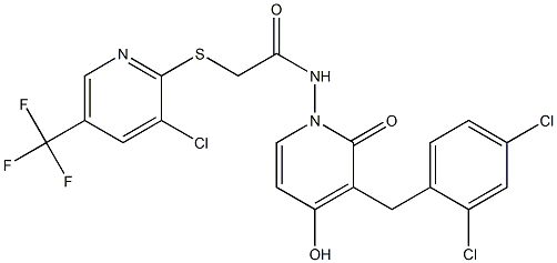 2-{[3-chloro-5-(trifluoromethyl)-2-pyridinyl]sulfanyl}-N-[3-(2,4-dichlorobenzyl)-4-hydroxy-2-oxo-1(2H)-pyridinyl]acetamide Struktur