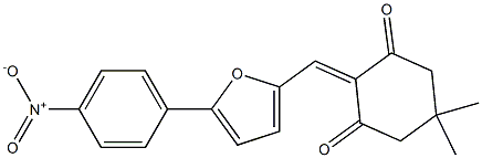 5,5-dimethyl-2-{[5-(4-nitrophenyl)-2-furyl]methylidene}cyclohexane-1,3-dione Struktur