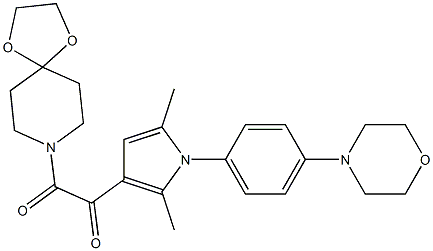 1-[2,5-dimethyl-1-(4-morpholinophenyl)-1H-pyrrol-3-yl]-2-(1,4-dioxa-8-azaspiro[4.5]dec-8-yl)-1,2-ethanedione Struktur