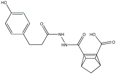 3-({2-[3-(4-hydroxyphenyl)propanoyl]hydrazino}carbonyl)bicyclo[2.2.1]hept-5-ene-2-carboxylic acid Struktur