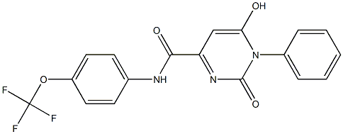 6-hydroxy-2-oxo-1-phenyl-N-[4-(trifluoromethoxy)phenyl]-1,2-dihydro-4-pyrimidinecarboxamide Struktur