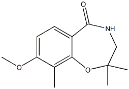 8-methoxy-2,2,9-trimethyl-2,3,4,5-tetrahydro-1,4-benzoxazepin-5-one Struktur