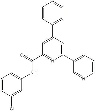 N-(3-chlorophenyl)-6-phenyl-2-(3-pyridinyl)-4-pyrimidinecarboxamide Struktur