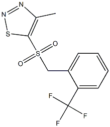 4-methyl-5-{[2-(trifluoromethyl)benzyl]sulfonyl}-1,2,3-thiadiazole Struktur