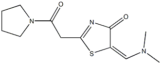 5-[(dimethylamino)methylidene]-2-(2-oxo-2-tetrahydro-1H-pyrrol-1-ylethyl)-4,5-dihydro-1,3-thiazol-4-one Struktur