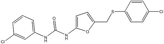 N-(3-chlorophenyl)-N'-(5-{[(4-chlorophenyl)thio]methyl}-2-furyl)urea Struktur