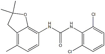 N-(2,6-dichlorophenyl)-N'-(2,2,4-trimethyl-2,3-dihydro-1-benzofuran-7-yl)urea Struktur